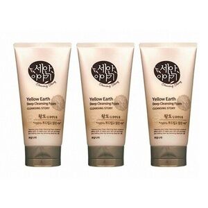 Lot 3pc New Sealed Korean Kwailnara Deep Cleansing Story Foam Yellow Earth